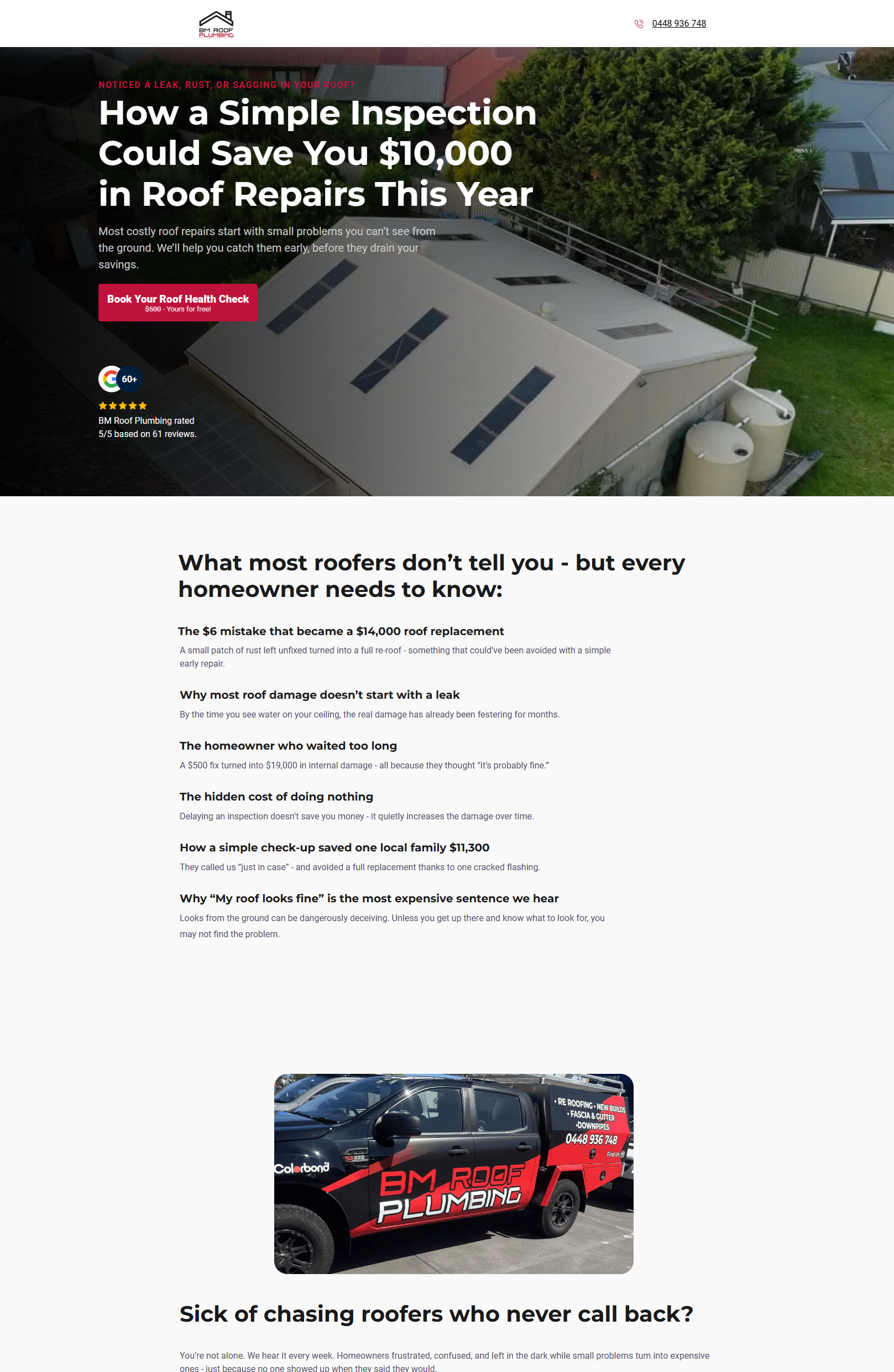 BM Roof Plumbing Landing Page