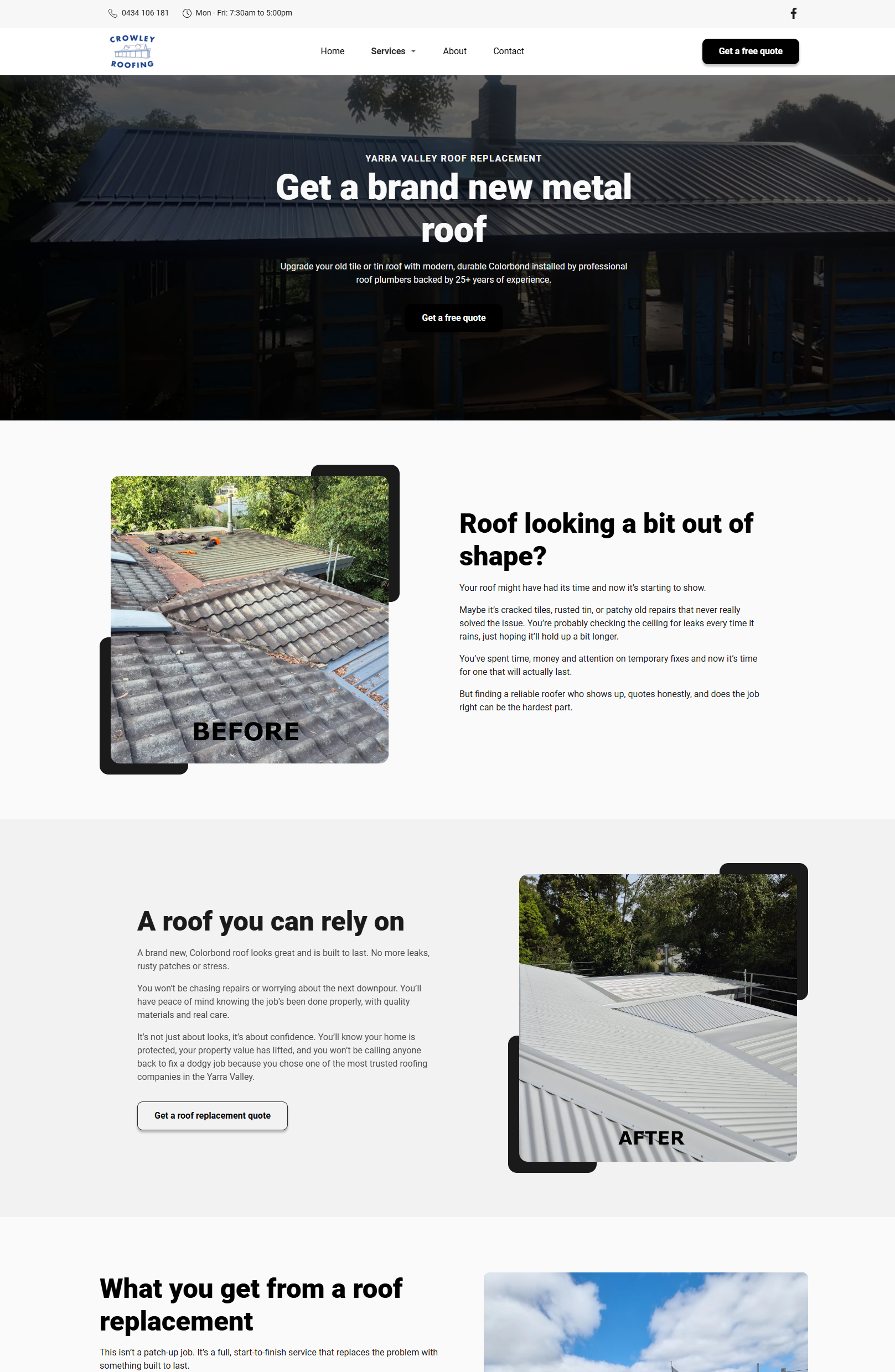 crowley roofing landing page