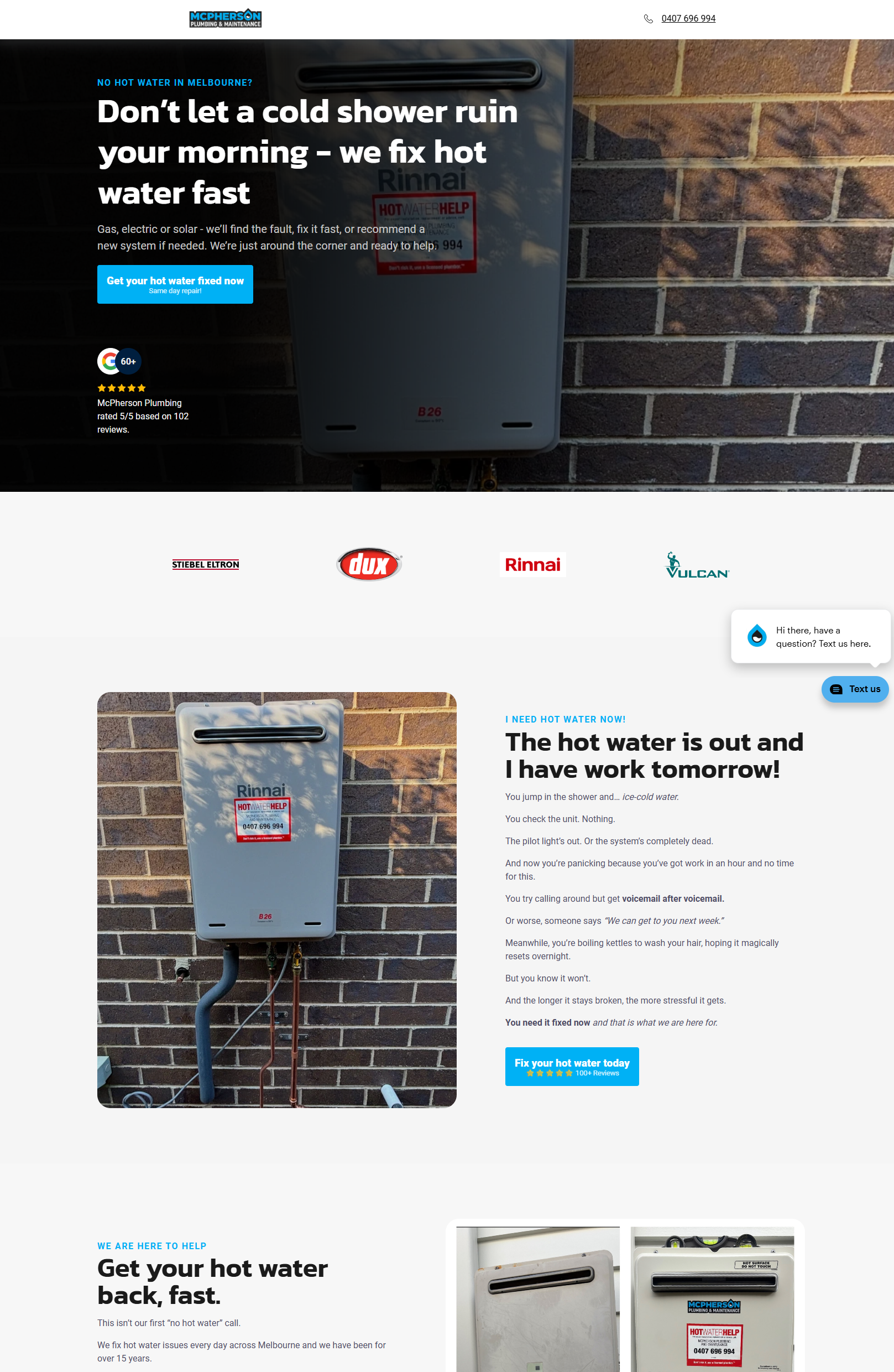 McPherson Plumbing landing page